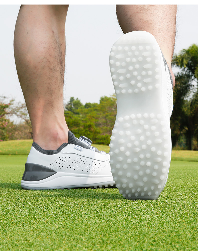 Giày golf nam PGM dây núm vặn, lỗ thoáng khí, chống trượt — Xz264-trắng Xám [lỗ thông hơi] chi tiết 8
