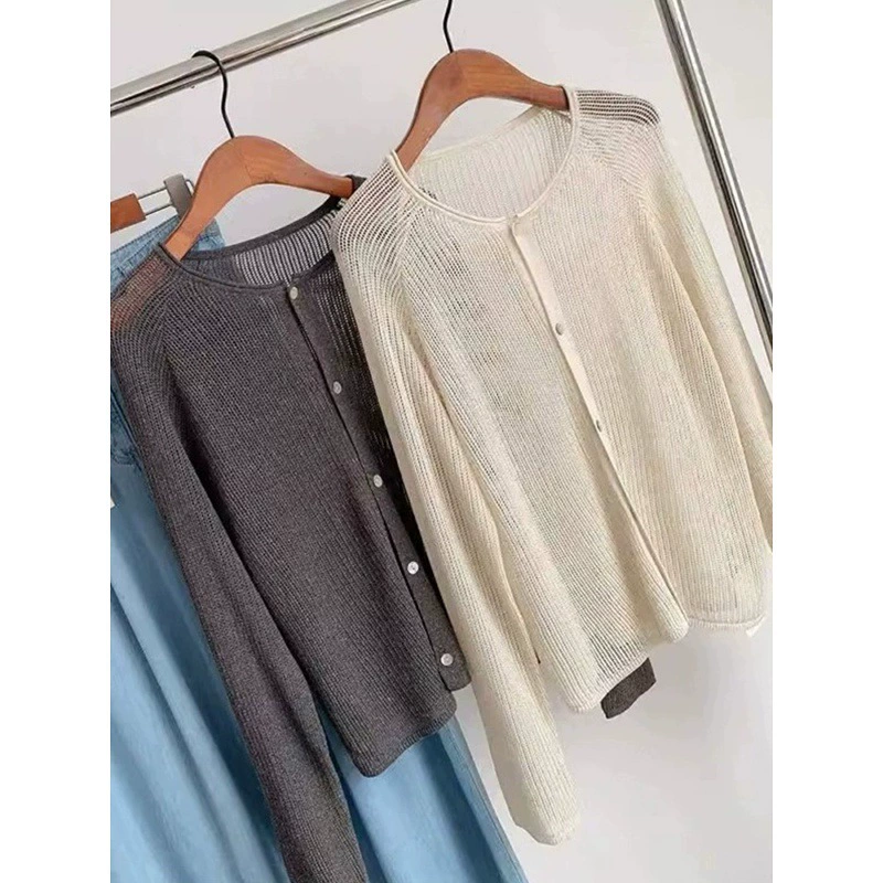 Silk cloak, summer sun protection clothing, thin vest, slip dress, cardigan, V-neckline