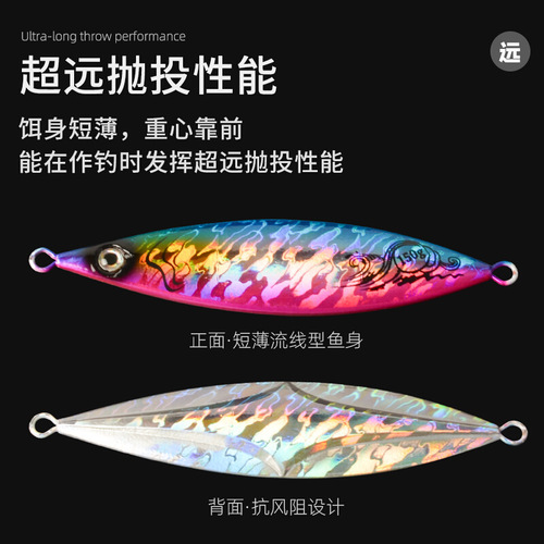 Sea fishing Lua iron plate bait hairtail, Spanish mackerel, shore throwing, slow shaking, fast pumping, long-throwing luminous Lua fake bait ~ 200g