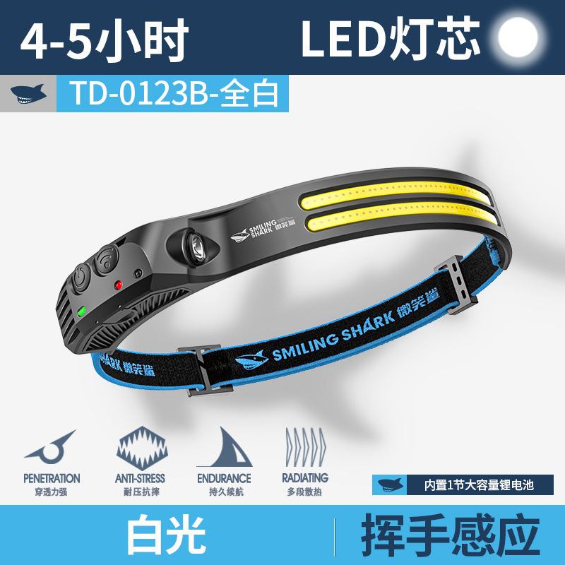 超轻迷你挥手感应式高亮头戴灯 多档光源红光爆闪便携式头灯|undefined