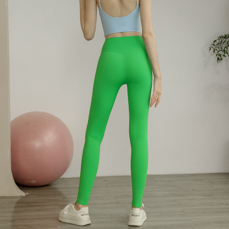 外貿裸感健身女高腰運動緊身外穿跑步蜜桃速干無尷尬線瑜伽服長褲