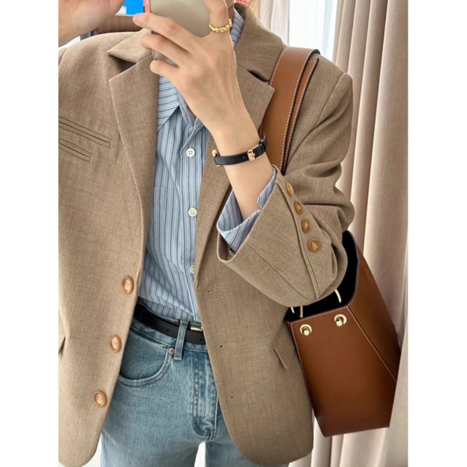 Women's Suit Jacket High-end Design Khachi Spring and Autumn New Korean Style Loose Slim Suit Top