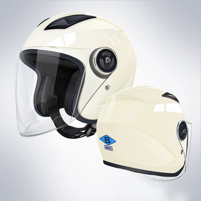 helmet, safety helmet, 3C new national – Motosiklet kaskı (dəbilqə) - b4-single-lens-model-bright-milky-white-high-definition-long-lens-new-national-standard-gb811-2022