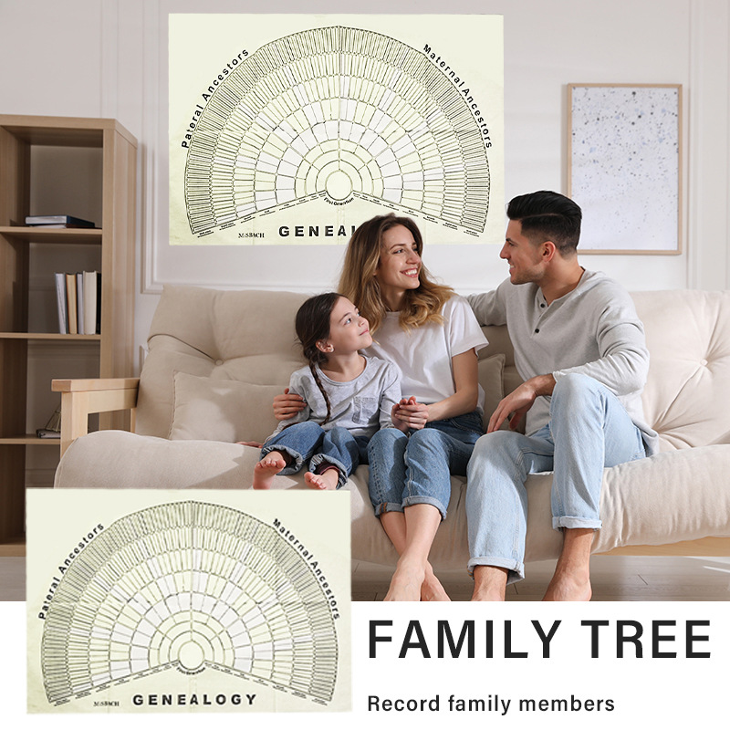 Mapa de árbol familiar colgante de genealogía especial transfronterizo Complete la historia familiar personal Mapa de genealogía familiar de bricolaje