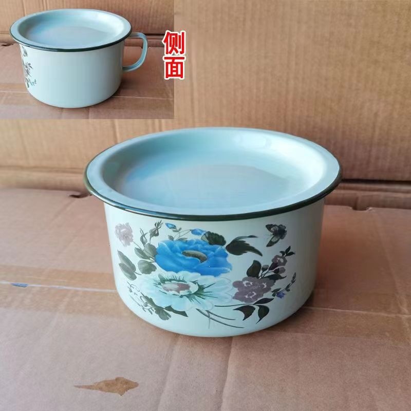 Taza de comida rápida esmaltada con cubierta de tazón de esmaltado de estilo antiguo gran tazón de almuerzo tazón de fideos bolos de bolos de comida de adultos estudiantes tazón de esmaltado