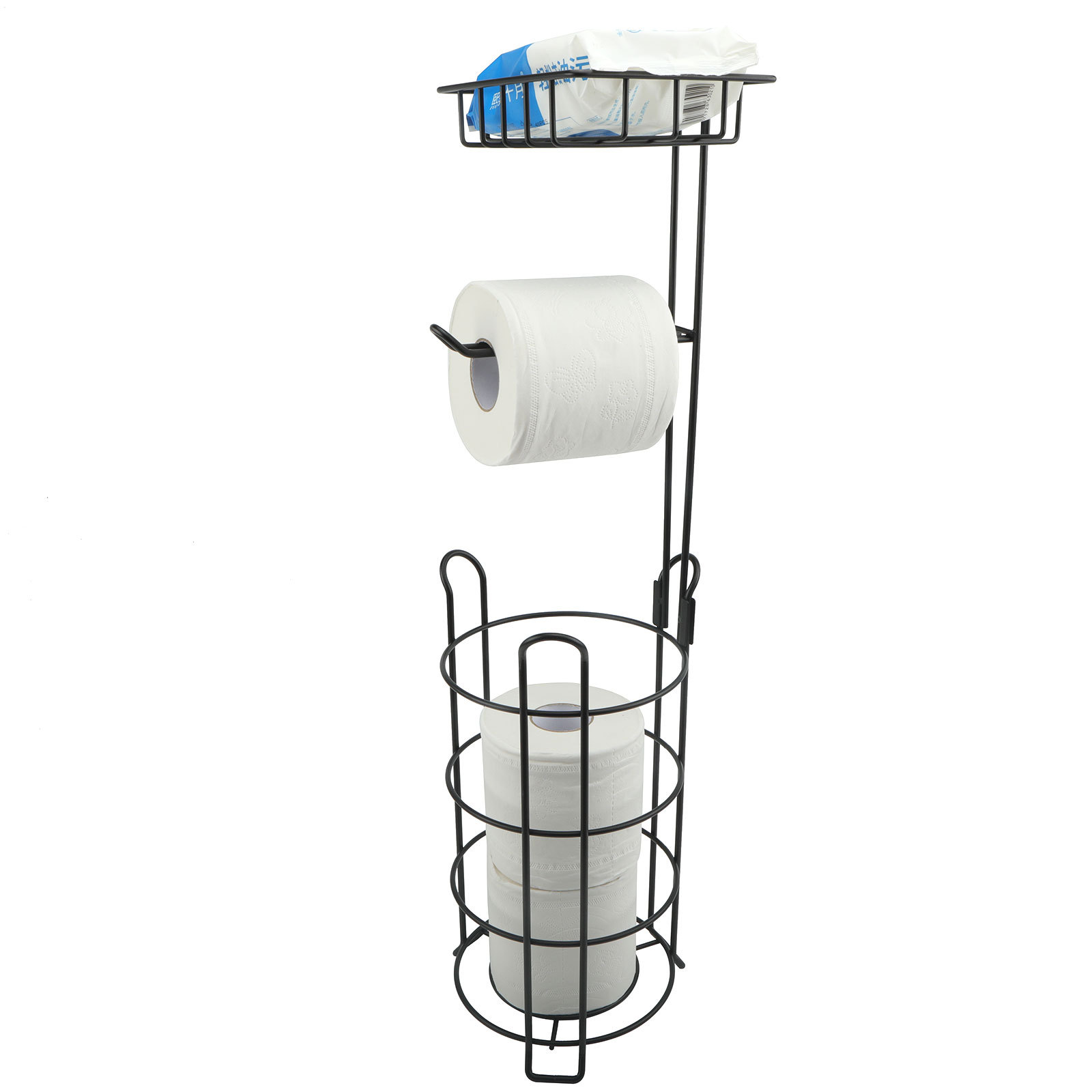 Amazon Roll Paper Rack Vertical Household Iron Bathroom Storage Rack Round Toilet Paper Storage Rack Floor-Standing Paper Towel Rack
