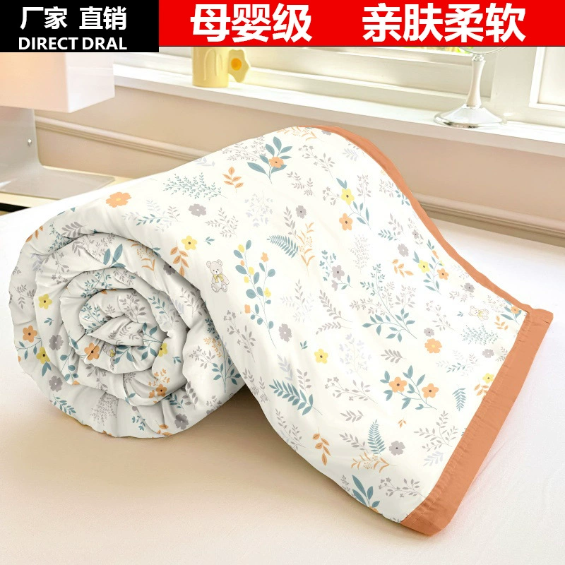 Летнее одеяло из стираного хлопка, летнее одеяло с кондиционером, летнее прохладное одеяло, двойное тонкое весенне-осеннее одеяло для общежития, одно студенческое летнее тонкое одеяло