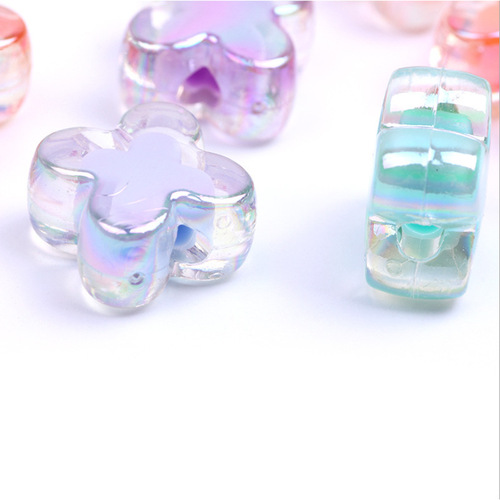 16mm AB plated color four-leaf clover loose beads bead beads acrylic jewelry accessories children's bead necklace material