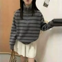 条纹冬季宽松撞色毛衣