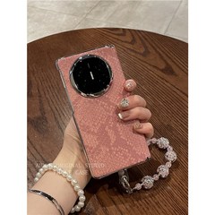 适用华为x6手机壳折叠屏新款x5中轴磁吸鎏银樱花粉蛇纹matex6轻奢