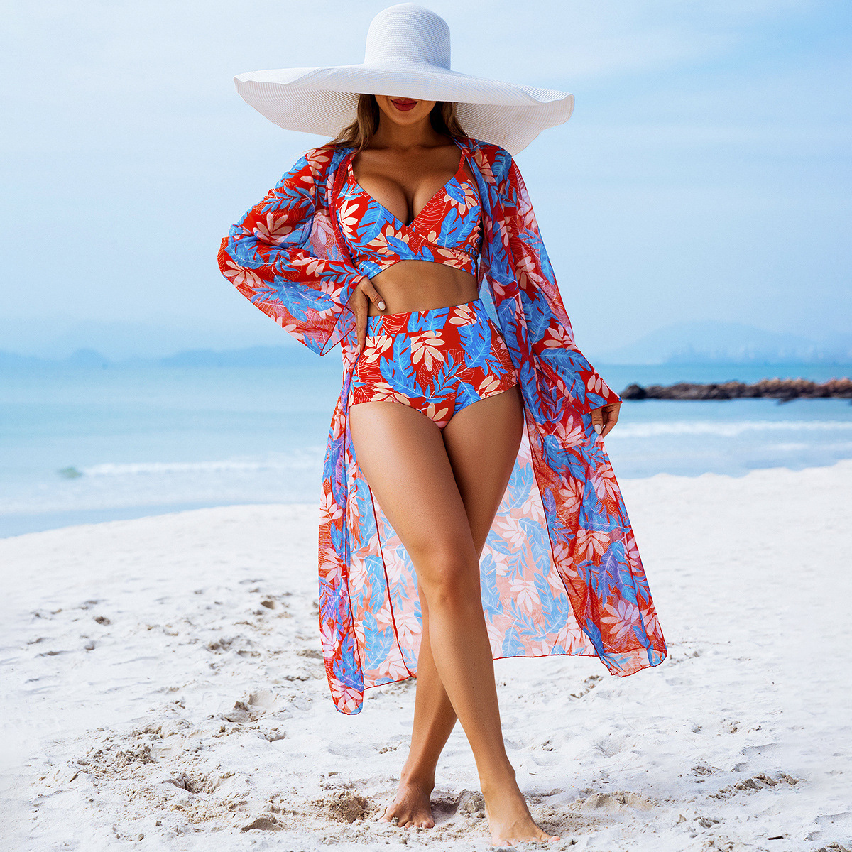 Nueva moda europea y americana de alta gama sexy trajes de baño de mujer tres piezas bikini bikini trajes de baño de mujer