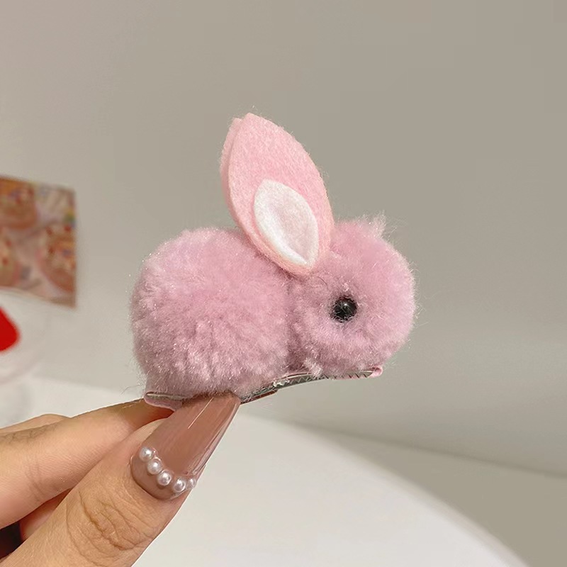 Lindo conejito tridimensional horquilla empujando actividades pequeños regalos para niños conejo de felpa horquilla rojo rojo accesorios creativos para el cabello mujeres