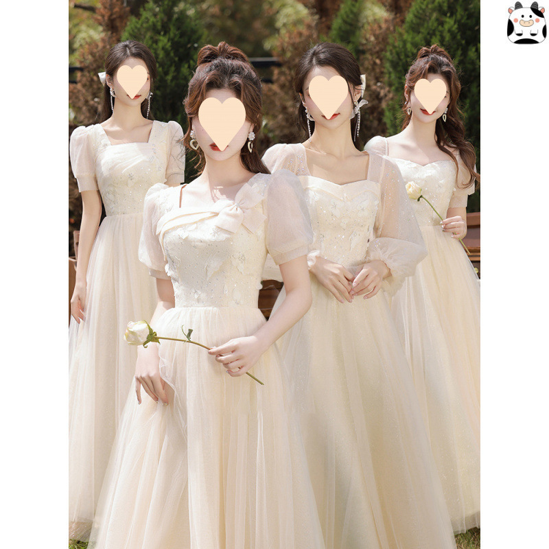 Bridesmaid Dress 2026 New Thin High-End Cheap Sister Group Dress Slimming Look and Flesh-Covering Host Niche Evening Dress