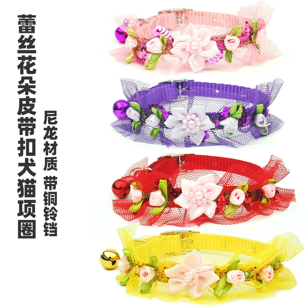 Ручной детский ошейник для домашних животных кошка собака нейлон домашнее животное колокольчик воротник кружево 1,0 см цветок шейный ремешок