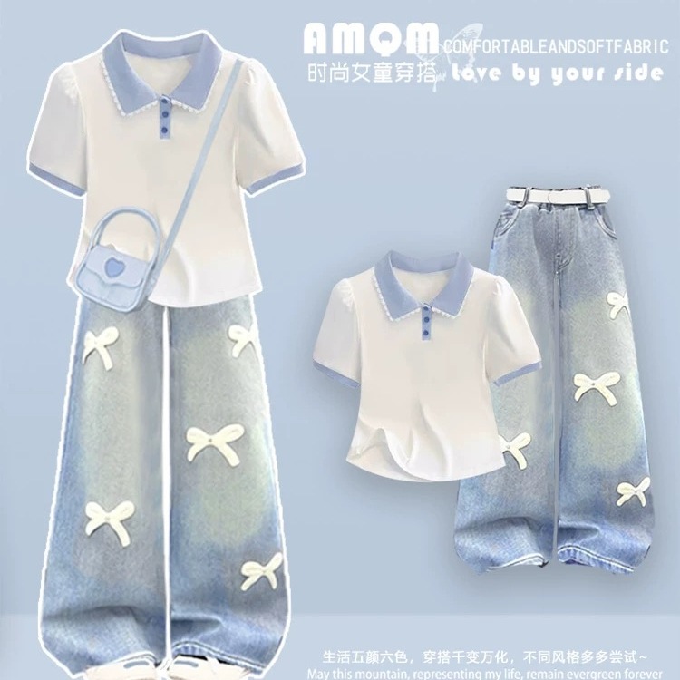 Original fabric and workmanship, 2026 new style fresh and cute short-sleeved T-shirt with contrasting shoulder and doll-like design for women.