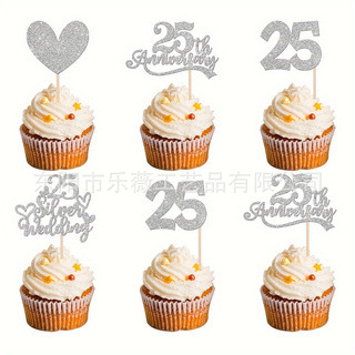 結婚周年25銀婚30 40 50金婚60ケーキ装飾焙煎ケーキ旗挿しカード|undefined