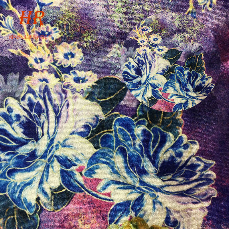 A0274 多色数码印花绒布面料  旗袍运动卫衣用料 接小量