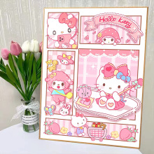 HelloKitty钻石画粉色儿童手工砖石贴画2023新款小件卧室装饰画5d