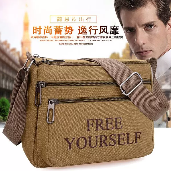 Canvas Crossbody Men's Bag Work Commuter Backpack Men's Summer New Products Wholesale Trendy Bag Men's Satchel Fashion Retro Bag