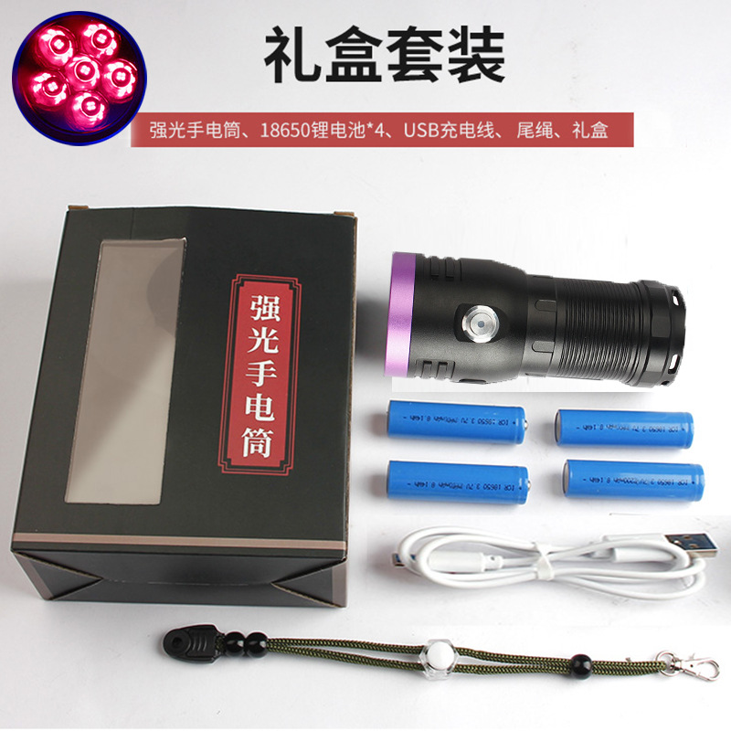 Lámpara de luz de luces UV espejo negro 6 perlas tipo lámpara violeta carga de identificación de detección de linterna ultravioleta fluorescente escorpión