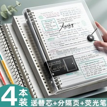 B5不硌手活页本纸可拆卸笔记本子错题记事A4加厚A5线圈外壳夹简约