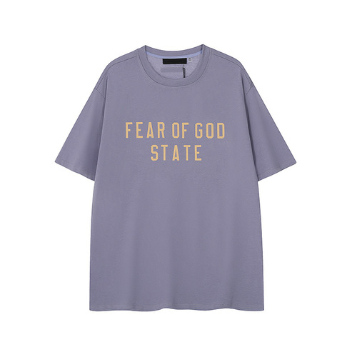 FOG STATE ESSENTIALS Niche Streetwear American Summer Pure Cotton Loose Men's Couple Short-Sleeve T-Shirts
