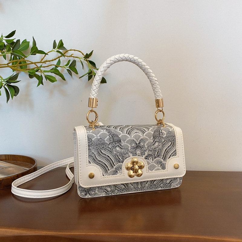 Bags retro bolso simple mujer 2024 otoño nueva moda salvaje estilo occidental costura mensajero pequeño bolso cuadrado