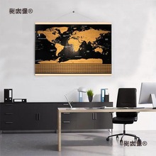 欧式装饰画带框刮刮地图世界版旅行打卡标记客厅沙发背景墙麦太保