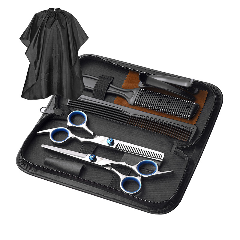Tijeras de pelo de peluquería de acero inoxidable traje especial herramientas tijeras de dientes planos tijeras adelgazamiento flequillos al por mayor