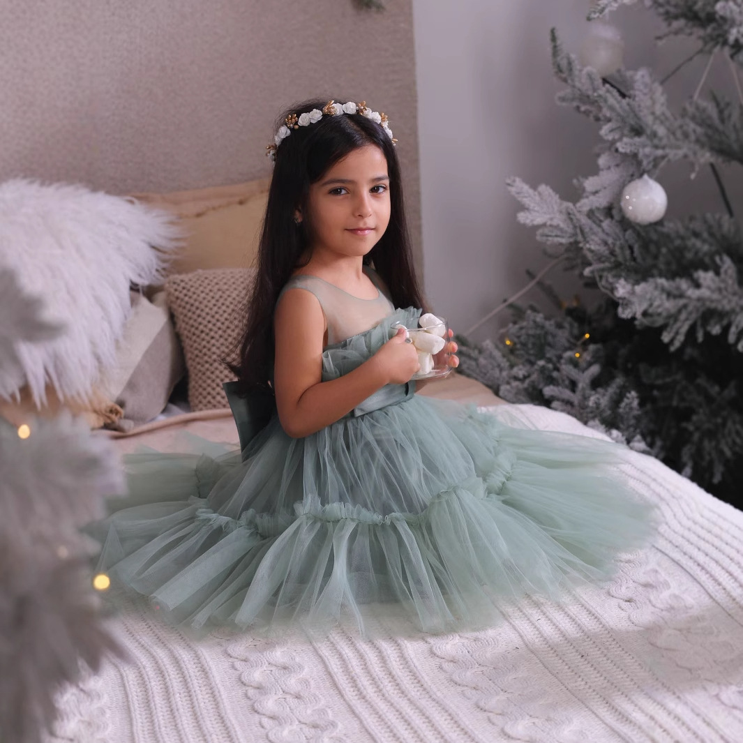 Vestido de niña de un año, estilo nuevo y popular para comercio exterior transfronterizo de Amazon, falda tutú con bloques de color, vestido de pastel, vestido infantil.