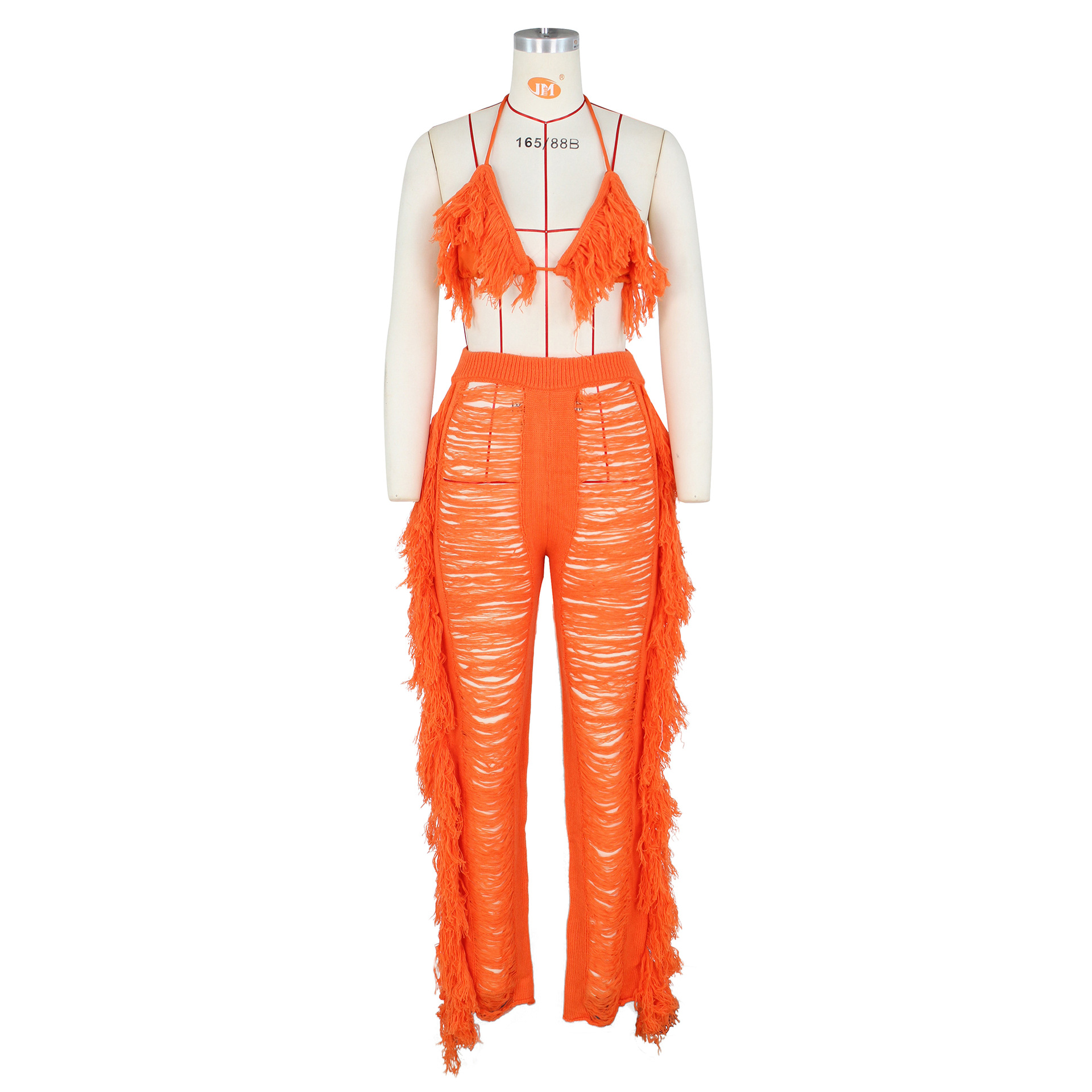 Women's Clothing summer new women's sexy tassel knitted pants suit_voghion.com