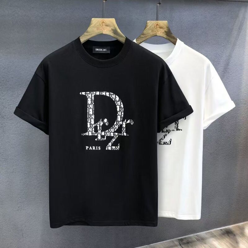 in stock Wholesale Cross-border Cotton Summer Short-sleeved T-shirt Men's Korean Style Fashion Brand Slim-fit Round Neck Fashion All-match Top