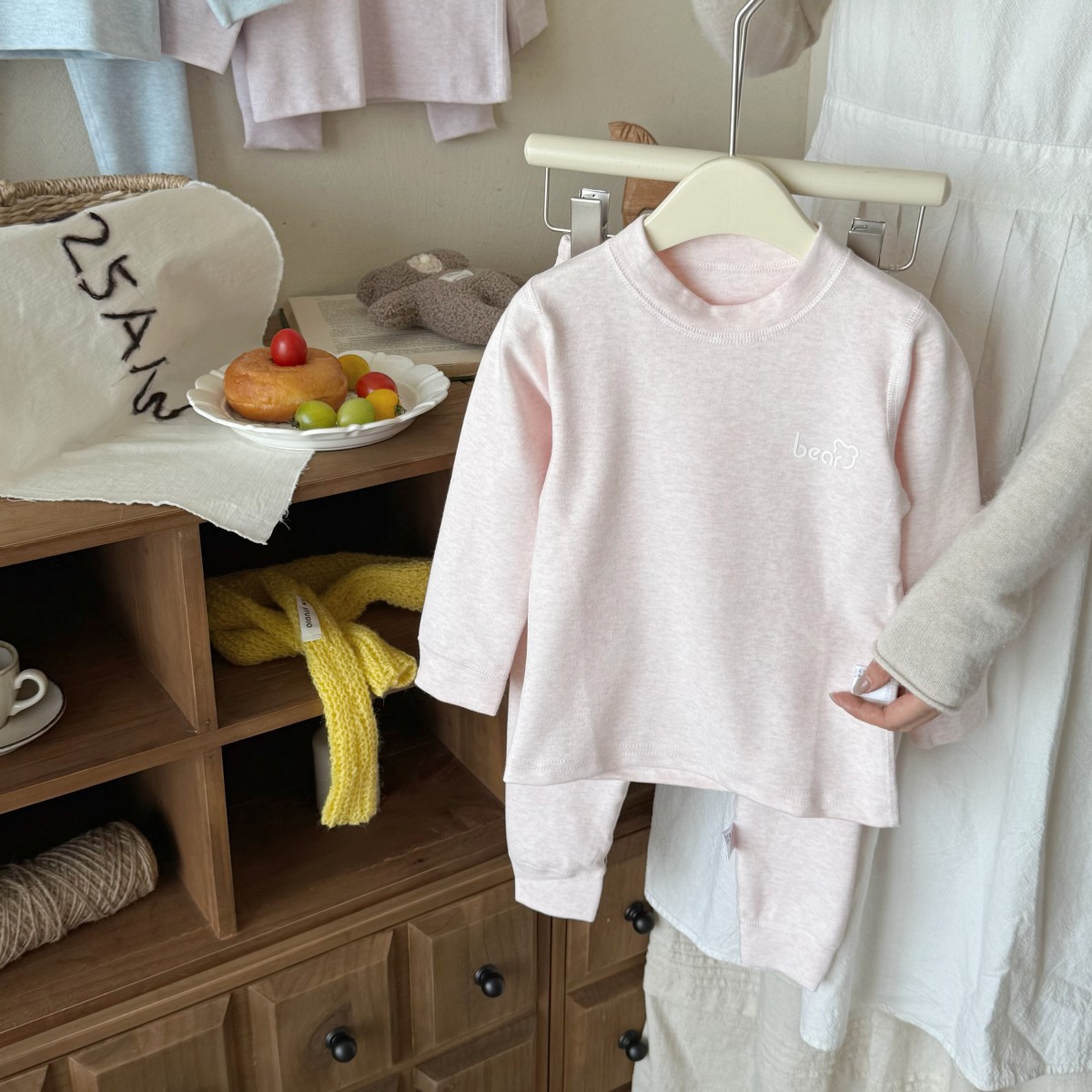 Pajamas infantiles, ropa interior de algodón, chaqueta de otoño, pantalones de otoño, chaqueta de terciopelo, ropa para el hogar sin hueso.