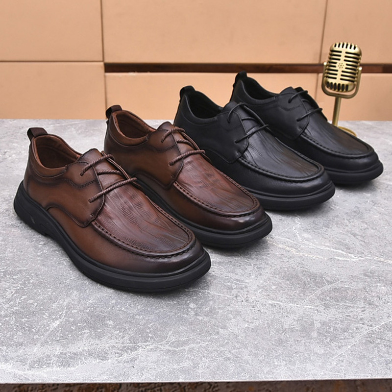 Zapatos de los hombres primavera 2024 primera capa de piel de vaca Deportes zapatos de cuero casual zapatos de cuero de los hombres de trabajo impermeable antideslizante inferior