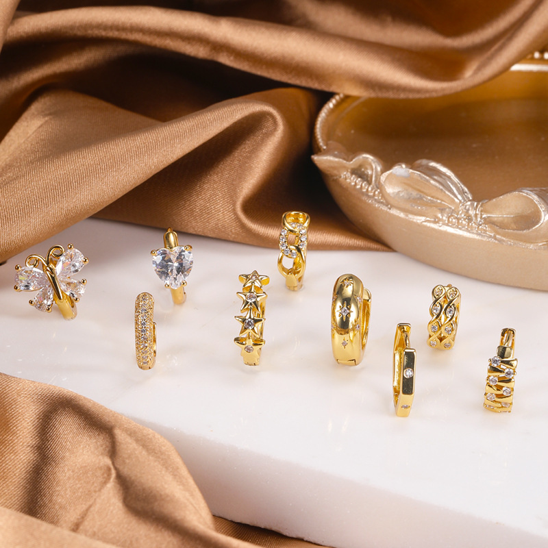2022 New Arrival Elegant Butterfly CZ Zircon Copper Stud Earrings - All-Match Geometric Earrings for Women detail image 8