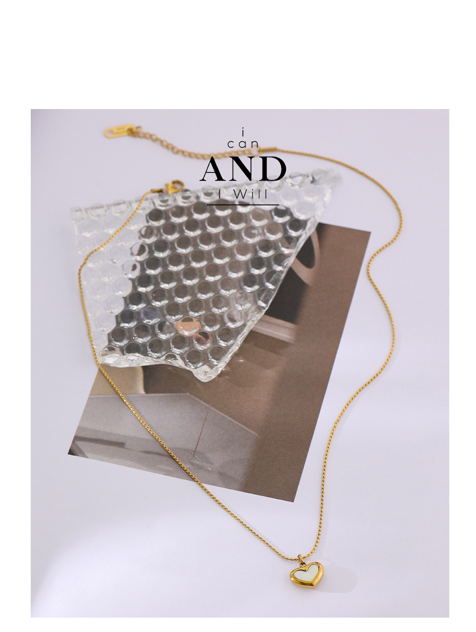 12g Weight 0.03µm-0.05µm Gold Plating Thickness Wholesale Jewelry Sweet Heart Shape 304 Stainless Steel Acrylic 18K Gold Plated Inlay Stainless Steel Jewelry Sets