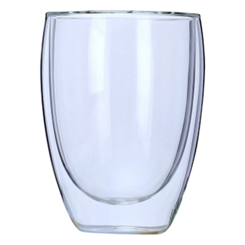 Taza de café de vidrio de doble capa con mango Taza de aislamiento taza de té del hogar mango transparente engrosada taza de bebida de la Oficina