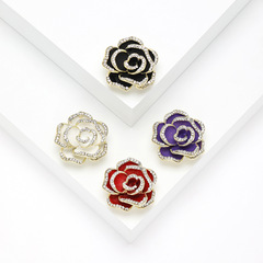 韓版精緻滴油山茶花胸針 高級感優雅女款氣質小香風水鑽胸花配飾