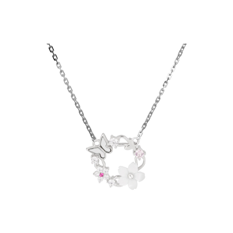 925 plata esterlina mariposa Garland Collar para las mujeres luz lujo nicho diseño flor clavícula Cadena de alto grado collar temperamento