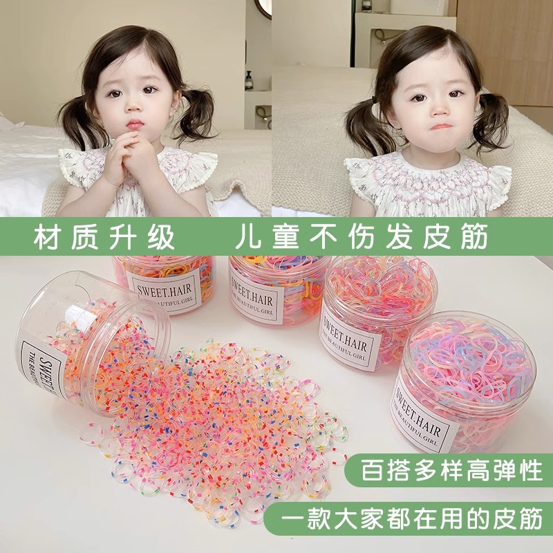 Banda de goma desechable para el cabello no lastimado Anillo de goma para trenza de niña Banda de goma Color Valor de alta cuerda elástica para el cabello Tocado