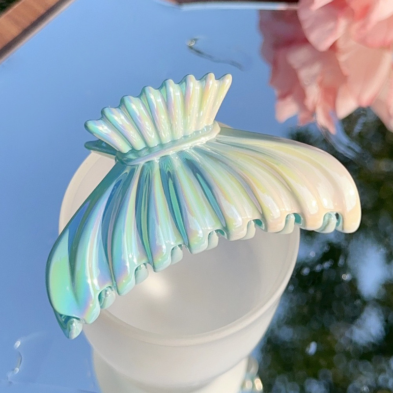 Amazonの新しい電気メッキのカラフルなヘアピン、ホリデースタイルのシェルプルメリアグリッパー、シャーククリップ、クロスボーダーヘアアクセサリー|undefined