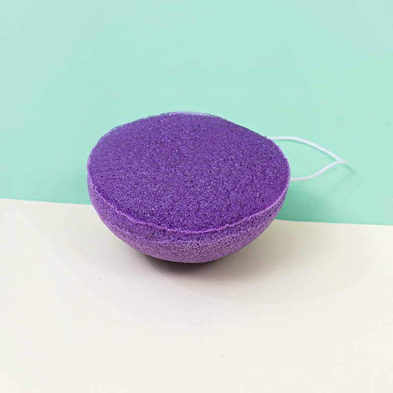 Esponja semi-redonda de konjac personalizada esponja de lavado facial esponja de limpieza facial limpia material vegetal degradable a granel