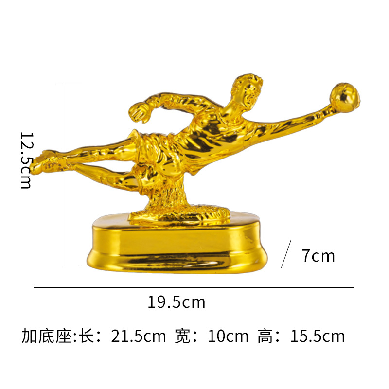 Copa de Europa Trofeo de portero de fútbol Guantes de oro Tirador de portero Trofeo de pelota de oro Partido de resina Trofeo de fútbol grabado