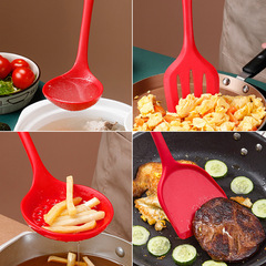 硅膠鍋鏟湯勺5件套食品級硅膠鏟家用耐高溫硅膠廚具套裝批發