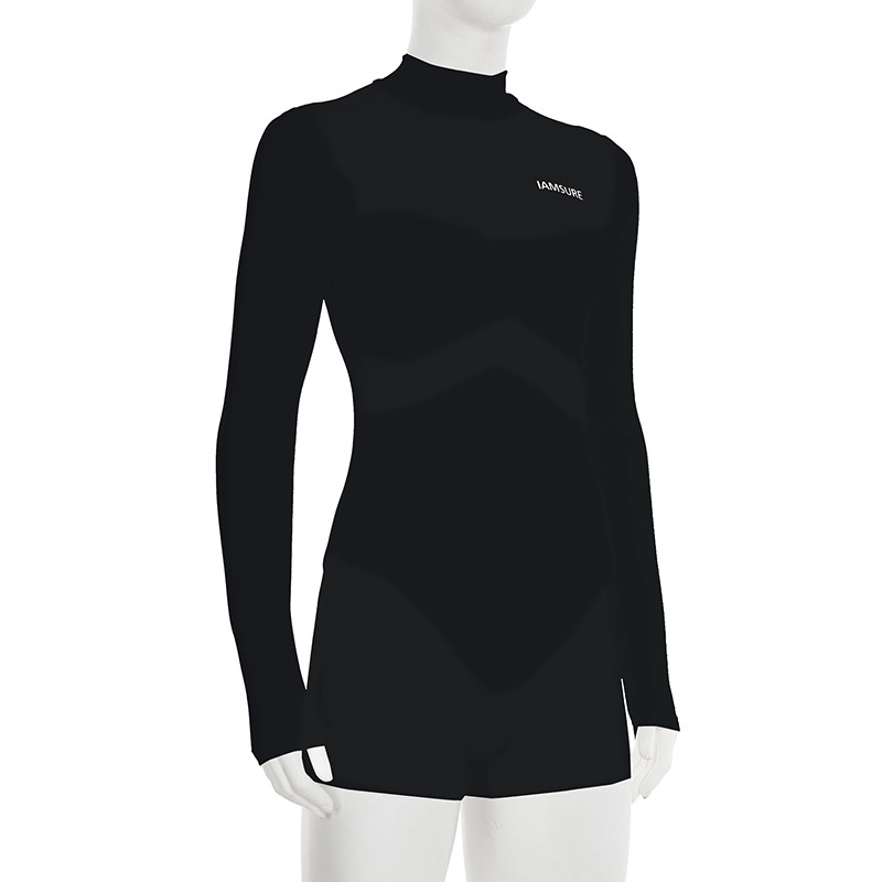 Street Sexy Casual Mesh Stitching One Piece Short Half Turtleneck Sexy Tight Long Sleeve Narrow Jumpsuit Women