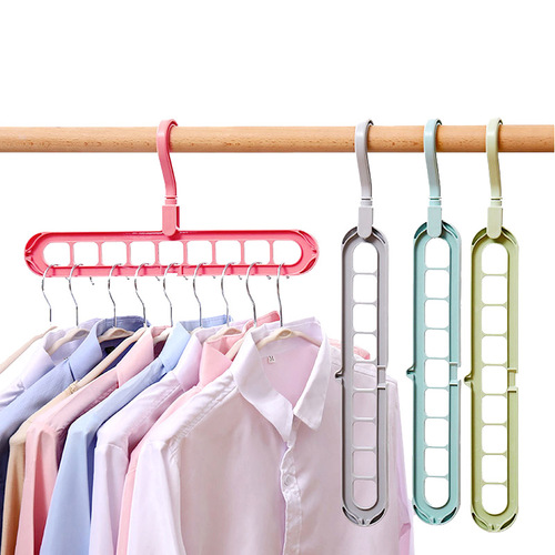 Multifunctional Magic Foldable Clothes Rack Home Clothing Hanging Storage Gadget Nine-Hole Clothes Rack Multi-Hanging Saves Space