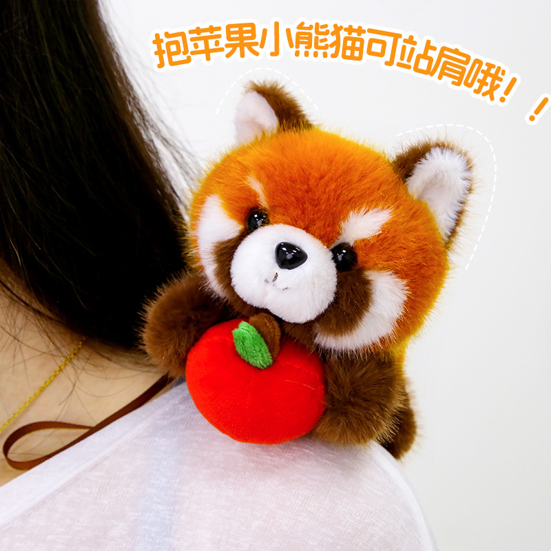 Cute and Adorable Raccoon Plush Toy Holding an Apple, Magnetic Gift Wholesale Apple