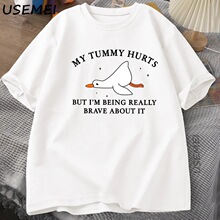 Mens T-shirt Funny My Tummy Hurts But I'm Being Really Brave