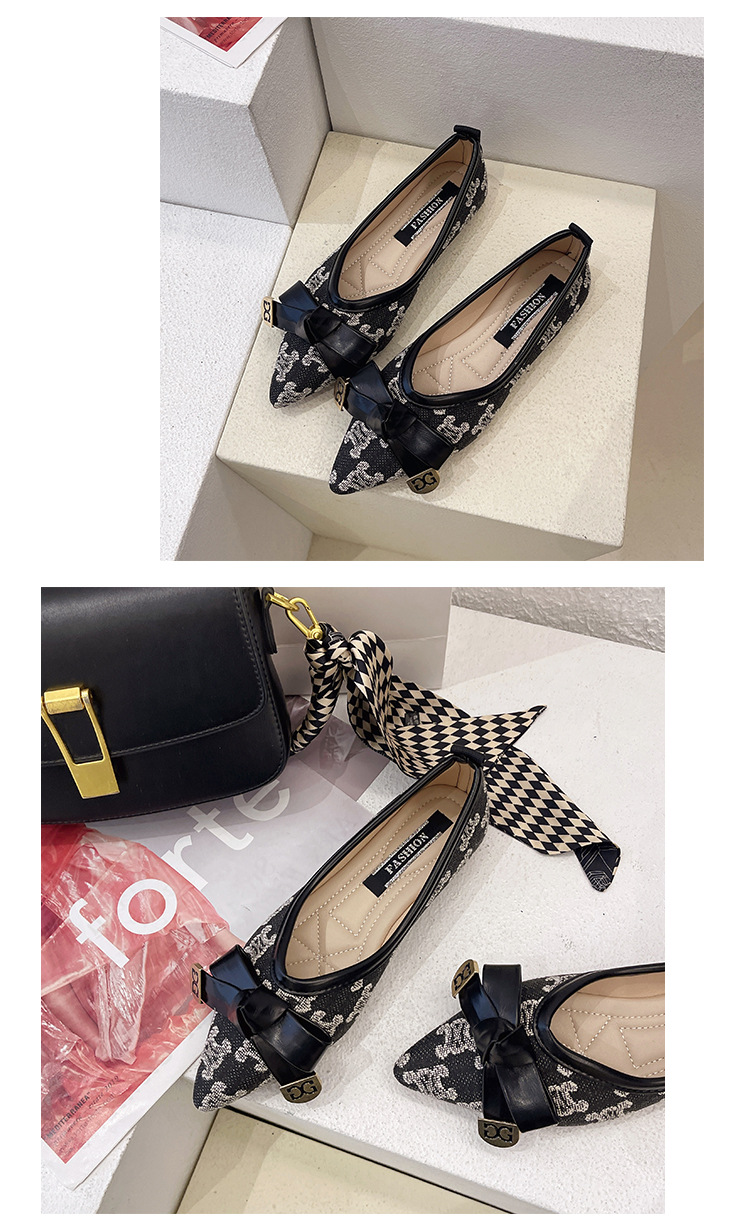 Pointed toe flat bow soft bottom slip-on shoes NSYBJ121713