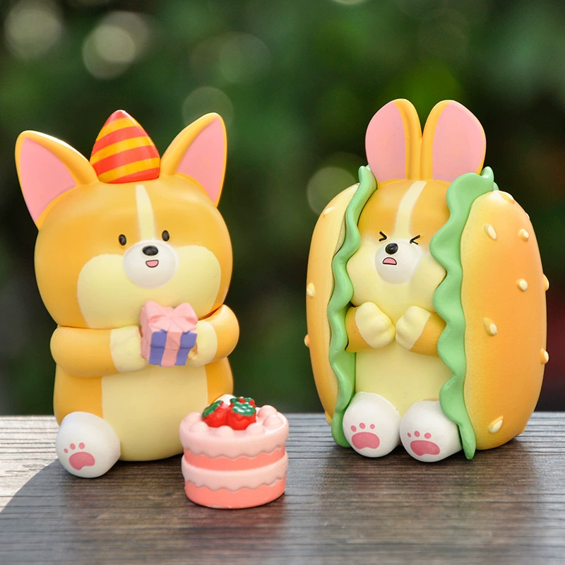 Новинка милый бургер Корги модель tide play blind box девочка сердце настольный сетевой декор декоративная красная машина интерьер